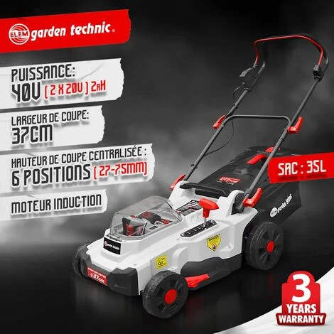 ELEM GARDEN TECHNIC Tondeuse Rechargeable 40V (2x20V) 37cm Elem Garden 4 ELEM GARDEN TECHNIC Tondeuse Rechargeable 40V (2x20V) 37cm Elem Garden – Image 2