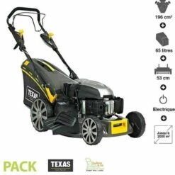 Tondeuse Thermique Tractée 196 Cc 4,9cv Démarrage électrique 53cm Coupe Mulching TEXAS Premium 5370TR/WE - Gris