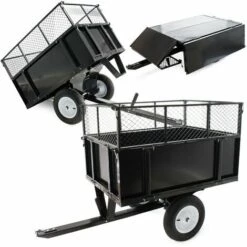 WILTEC Remorque Basculante 114x76x30cm Avec Grille Et Parois Amovibles Dispositif D'attelage Universel