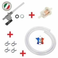 CYCLINGCOLORS Kit Essence Universel : Robinet M10 X 100 Noir + Durite + Filtre + Collier