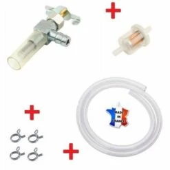 CYCLINGCOLORS Kit Essence Universel Avec Filtre : Robinet M10 X 100 + Durite + Filtre + Collier Tondeuse Tracteur