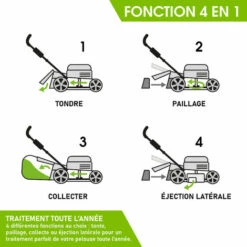 Tondeuse Thermique Tractée 53cm 224cc 2.800 Trs/min 7cv Moteur De Marque 4 Temps 60l Réglage Central 30-80mm, Capot En Tôle En Acier, 4 En 1 - 21224 POWER De Brast -France Tondeuse Soldes Boutique 32162606 4