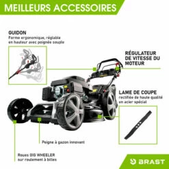 Tondeuse Thermique Tractée 53cm 224cc 2.800 Trs/min 7cv Moteur De Marque 4 Temps 60l Réglage Central 30-80mm, Capot En Tôle En Acier, 4 En 1 - 21224 POWER De Brast -France Tondeuse Soldes Boutique 32162606 5