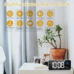 ABCRITAL Réveil Numérique Led, Réveil Numérique Horloge De Bureau Miroir Réveil De Voyage Rechargeable Usb Avec 2 Alarmes/Snooze/Température -France Tondeuse Soldes Boutique 36352445 2