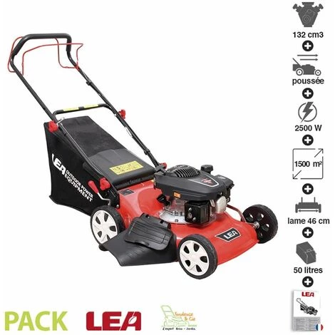 Tondeuse à Gazon 4 Temps 132cm3 Coupe 46cm Bac 45 Litres LEA 3 Tondeuse à Gazon 4 Temps 132cm3 Coupe 46cm Bac 45 Litres LEA