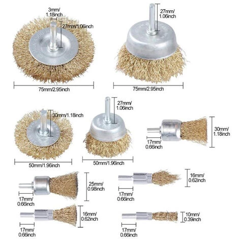 THSINDE Ensemble De Brosses Métalliques, Brosses De Roue Et De Coupe En Laiton Avec Tige, Brosses De Ponçage Pour Diverses Perceuses, Parfaites Pour éliminer La Rouille, La Corrosion, La Peinture Pour Les Outils électriques, De Jardin Et à Main (paquet De 9) 6 THSINDE Ensemble De Brosses Métalliques, Brosses De Roue Et De Coupe En Laiton Avec Tige, Brosses De Ponçage Pour Diverses Perceuses, Parfaites Pour éliminer La Rouille, La Corrosion, La Peinture Pour Les Outils électriques, De Jardin Et à Main (paquet De 9) – Image 4