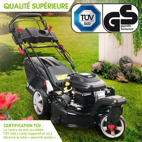 Tondeuse Thermique Autotractée 3 Roues 360° TRIKE ESTART SPEED 224cc 7cv 53cm 60 L Dem. él. Vitesse D'entraînement Triple Réglable Acier Propulsion Arrière De La Marque Française GT - BRAST 3 Tondeuse Thermique Autotractée 3 Roues 360° TRIKE ESTART SPEED 224cc 7cv 53cm 60 L Dem. él. Vitesse D'entraînement Triple Réglable Acier Propulsion Arrière De La Marque Française GT - BRAST