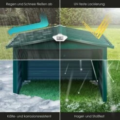 KESSER® Toit à Deux versants De Garage Pour Tondeuse | Toiture | Carport | Abri En Métal Pour Tondeuse à Gazon, Robot à Gazon, Tondeuse Automatique De Jardin | Résistant Aux Intempéries | Garage Pour Tondeuse Robot Avec Matériel De Montage, Vert -France Tondeuse Soldes Boutique 54941672 4