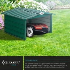 KESSER® Toit à Deux versants De Garage Pour Tondeuse | Toiture | Carport | Abri En Métal Pour Tondeuse à Gazon, Robot à Gazon, Tondeuse Automatique De Jardin | Résistant Aux Intempéries | Garage Pour Tondeuse Robot Avec Matériel De Montage, Vert -France Tondeuse Soldes Boutique 54941672 5