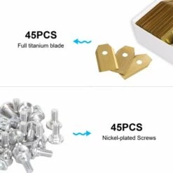 TINOR 45 Pièces Lames Tondeuse En Titane, Lame Robot Tondeuse Pour Husqvarn/Automower/Yardforce/Gardena Avec Vis, Lames De Rechange Pour Modèles 105, 310, 315, 320, 420, 430x, R40i -France Tondeuse Soldes Boutique 56198330 5