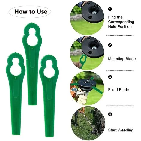 HKLFFJA 120pcs Lames En Plastique De Rechange Pour Coupe Bordure Lame De Tondeuse à Gazon Lames Pour Débroussailleuse Sans Fil Lames De Coupe De Remplacement Pour Jardin Pelouse (Vert) 6 HKLFFJA 120pcs Lames En Plastique De Rechange Pour Coupe Bordure Lame De Tondeuse à Gazon Lames Pour Débroussailleuse Sans Fil Lames De Coupe De Remplacement Pour Jardin Pelouse (Vert) – Image 4