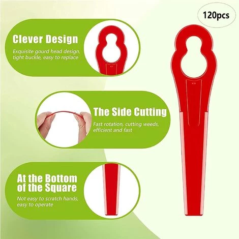 HKLFFJA 120pcs Lames En Plastique De Rechange Pour Coupe Bordure Lame De Tondeuse à Gazon Lames Pour Débroussailleuse Sans Fil Lames De Coupe De Remplacement Pour Jardin Pelouse (Vert) 5 HKLFFJA 120pcs Lames En Plastique De Rechange Pour Coupe Bordure Lame De Tondeuse à Gazon Lames Pour Débroussailleuse Sans Fil Lames De Coupe De Remplacement Pour Jardin Pelouse (Vert) – Image 3