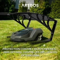 AREBOS AREBOS Garage De Tondeuse Robot | Abri Pour Robot | Taille 102 X 79 X 46 Cm | Résistant Aux Intempéries + Protection UV | Avec Pieds En Métal | Matériel De Montage Inclus Noir - Noir -France Tondeuse Soldes Boutique 57050257 5