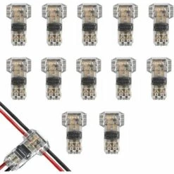 FLYME 12Pcs Connecteurs De Câble En T, 12V Etanches Connecteur De Fil Electrique à 2 Broches Connecteur Basse Tension Pour Connexion Electrique Temporaire / Audio / Vidéo / Eclairage