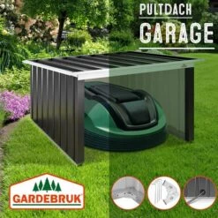 GARDEBRUK Garage Robot Tondeuse Métal Résistant Intempéries 4 Piquets De Terre Herbe Tonte Pultdach Anthrazit (de) -France Tondeuse Soldes Boutique 57959510 3