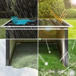 GARDEBRUK Garage Robot Tondeuse Métal Résistant Intempéries 4 Piquets De Terre Herbe Tonte Pultdach Anthrazit (de) -France Tondeuse Soldes Boutique 57959510 5