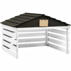 INLIFE Garage De Tondeuse à Gazon Noir Et Blanc 78x74x54 Cm Sapin -France Tondeuse Soldes Boutique 58276083 2