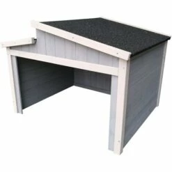 WILTEC Garage Pour Robot-tondeuse Toit Gradin Bois Massif Abri Carport Gris 60,5x73x66,5cm