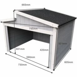 WILTEC Garage Pour Robot-tondeuse Toit Gradin Bois Massif Abri Carport Gris 60,5x73x66,5cm -France Tondeuse Soldes Boutique 58401087 4