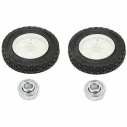 CYCLINGCOLORS 2x Roue De Tondeuse Universelle Diamètre 200mm Avec Pneu 8 X 1,75 Moyeu 35mm + 2x Roulement Tracteur Autoportée