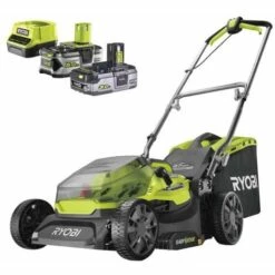 Pack RYOBI Tondeuse 18V Brushless RY18LMX37A-150 - 1 Batterie 3.0Ah High Energy - 1 Batterie 5,0 Ah - Chargeur Rapide