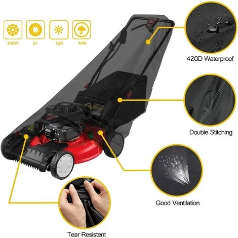 DENUOTOP Housse De Protection Pour Tondeuse Housse De Tondeuse à Gazon,Housse De Tondeuse 190T Avec Cordon De Serrage Et Sac De Rangement Pour Extérieur/intérieur,étanche, Anti-poussière,Anti-UV,187.96*99* 63.5 Cm 4 DENUOTOP Housse De Protection Pour Tondeuse Housse De Tondeuse à Gazon,Housse De Tondeuse 190T Avec Cordon De Serrage Et Sac De Rangement Pour Extérieur/intérieur,étanche, Anti-poussière,Anti-UV,187.96*99* 63.5 Cm – Image 2