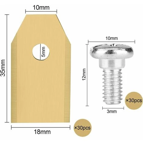 Pour Lames De Tondeuse à Gazon Husqvarna (35*18*0.75mm (or) 30pcs),HANBING 4 Pour Lames De Tondeuse à Gazon Husqvarna (35*18*0.75mm (or) 30pcs),HANBING – Image 2