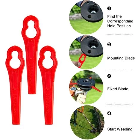 Lames En Plastique 100 Pcs Lames De Tondeuse Pour Jardin Pelouse Tondeuse Accessoires,Lames En Plastique De Rechange Pour Coupe-Bordures 56Vingt 5 Lames En Plastique 100 Pcs Lames De Tondeuse Pour Jardin Pelouse Tondeuse Accessoires,Lames En Plastique De Rechange Pour Coupe-Bordures 56Vingt – Image 3
