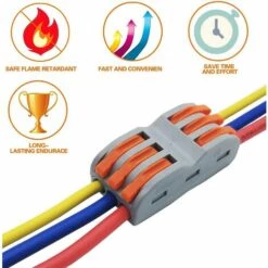 BEARSU Bornes De Connexion Automatique, Rapide Connecteur De Fil De Câble, Connecteur à écrou à Levier, Assortiment De Conducteurs Connecteurs De Fils Compacts SPL-3 (Paquet De 12) -France Tondeuse Soldes Boutique 65098821 5