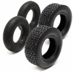 WILTEC Lot 2x Pneus 2x Chambres Air Tondeuse Autoportée 16x6.50-8 4PR Valve Coudée Chariot Diable Brouette