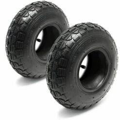 WILTEC Lot 2x Pneus 2x Chambres Air Tondeuse Autoportée 11x4.00-4 4PR Valve Coudée Chariot Diable Jardin
