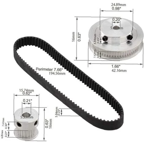 OSQI 2gt Roue Synchrone 20 60 Dents Alésage Poulie Synchrone En Aluminium GT2 Système De Poulie De Courroie De Distribution 7 OSQI 2gt Roue Synchrone 20 60 Dents Alésage Poulie Synchrone En Aluminium GT2 Système De Poulie De Courroie De Distribution – Image 5
