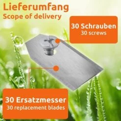 30x Lames De Rechange En Acier Inoxydable Compatible Avec Husqvarna Gardena McCulloch Rob Flymo Yardforce Matrix Grizzly Brast - Comprend Des Vis 35*18*0.75mm Argent,Adélala -France Tondeuse Soldes Boutique 66382256 3