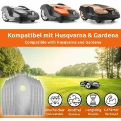 30x Lames De Rechange En Acier Inoxydable Compatible Avec Husqvarna Gardena McCulloch Rob Flymo Yardforce Matrix Grizzly Brast - Comprend Des Vis 35*18*0.75mm Argent,Adélala -France Tondeuse Soldes Boutique 66382256 4