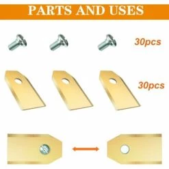 VERSAILLESFR 30 X Lames De Rechange En Titane Pour Tous Les Tondeuses De Jardin Automower Husqvarna/Gardena/Yard Force/Automower, Robuste (3.1 G / 0.75 Mm) Avec Vis - Or -France Tondeuse Soldes Boutique 67064463 4