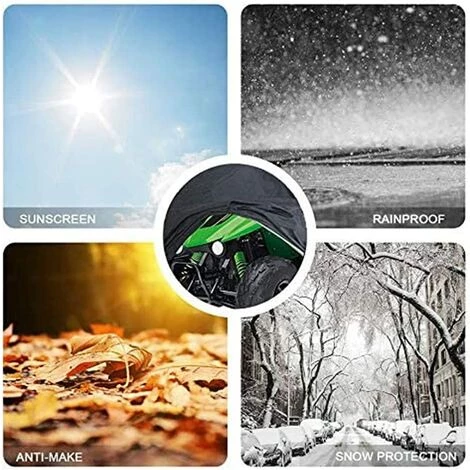 HKLFFJA Housse De Voiture De Moto Noire 210D Oxford Cloth Heavy Duty Quad Bike Cover All Weather Outdoor Motorcycle Scooter Covers ATV Cover - 4 HKLFFJA Housse De Voiture De Moto Noire 210D Oxford Cloth Heavy Duty Quad Bike Cover All Weather Outdoor Motorcycle Scooter Covers ATV Cover - – Image 2