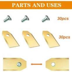 GESCHENKE 30 X Lames De Rechange En Titane Pour Tous Les Tondeuses De Jardin Automower Husqvarna/Gardena/Yard Force/Automower, Robuste (3.1 G / 0.75 Mm) Avec Vis -France Tondeuse Soldes Boutique 67332328 4
